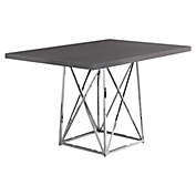 Monarch Specialties I 1059 Dining Table - 36&quot; X 48&quot; / Grey / Chrome Metal