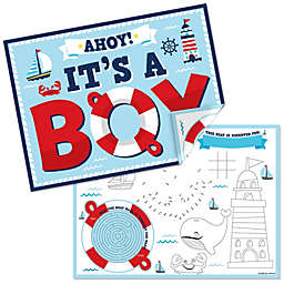 Big Dot of Happiness Ahoy It's a Boy - Paper Nautical Baby Shower Coloring Sheets - Activity Placemats - Set of 16