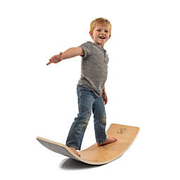 JumpOff Jo - Wooden Wobble Balance Board - Montessori Gym Natural Wood Rocker Board with Felt, Kids & Toddlers - 11.5 in x 32 in x 7.5 in - Gray felt