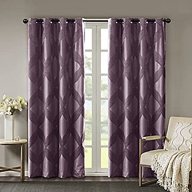 JLA Home SUNSMART Bentley Total Blackout Curtains Window, Ogee Knitted Jacquard, Grommet Top Living Room Decor, Thermal Insulated Light Blocking Drape for Bedroom and Apartments, 50" x 108", Plum. View a larger version of this product image.