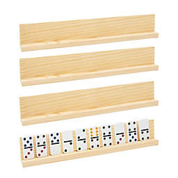 Juvale 4 Pack Wood Domino Racks for Domino Tiles, Mexican Train, Mahjong 13.4 X 2 X 1.2 inches