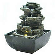 Cascading Fountains Tiered Rock Formation Tabletop Fountain