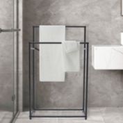 Infinity Merch Metal Towel Rack for Bathroom Pool 2 Tier Black