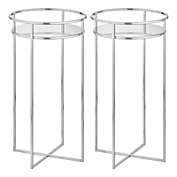 mDesign Metal Modern Indoor/Outdoor Plant Stand for Flowers and Greenery