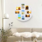 Infinity Merch Wall hanging Photo Collage Frame with Leaf Decoration Round White