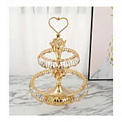 Stock Preferred 2-Tier Cake Holder Stand Tray in Golden Clear Glass