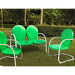 Crosley Furniture Griffith 3Pc Outdoor Conversation Set Green/White