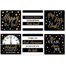 Big Dot of Happiness New Year's Eve - Gold - Funny New Years Eve Party Decorations - Drink Coasters - Set of 6