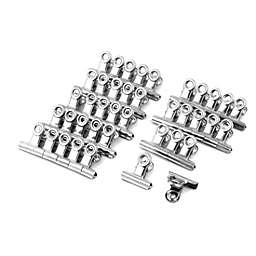 Unique Bargains Office Stainless Steel Spring Paper Ticket File Binder Clips Clamps 40 Pcs