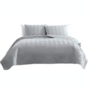 The Nesting Company Willow Bedding Collection Embossed Quilt Coverlet Bedspread 3 Piece Set  with 2 Pillow Shams Luxuriously Soft Lightweight and Comfortable Microfiber - Queen - Gray