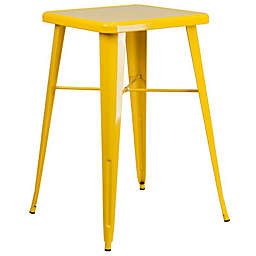 Flash Furniture 23.75'' Square Yellow Metal Indoor-Outdoor Bar Height Table