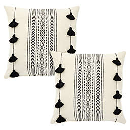 Okuna Outpost Set of 2 Black and White Throw Pillow Covers for Living Room, Bohemian Home Decor (18 x 18 In)