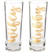 Blue Panda Party Shot Glasses - Hubby Wifey Couple Shot Glasses with Gold Foil Print for Newlyweds, Anniversary, Bridal Shower, and Engagement - Set of 2, 2 oz Each