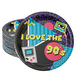 Blue Panda 80 Pack 1990's Paper Plates for Birthday Party Supplies, I Love the 90s Hip Hop Decorations (9 Inches)