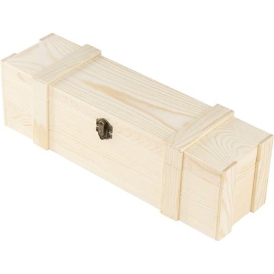 Juvale Wooden Wine Box - Single Wine Bottle Wood Storage Gift Case, Hinged with Clasp Box for Birthday Party, Housewarming, Wedding, Anniversary (13.82 x 3.98 x 3.94 in)
