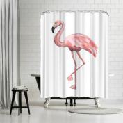 Americanflat 71" x 74" Shower Curtain, Pink Flamingo by Jetty Printables