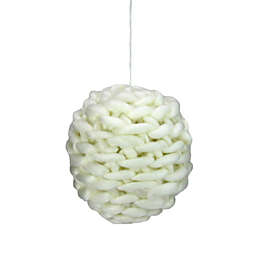 Allstate Cream White Knit Hanging Shatterproof Christmas Ball Ornament 7