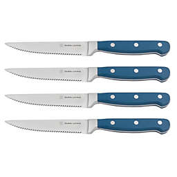Dura Living Superior Series 4 Piece Stainless Steel Steak Knife Set, Royal Blue