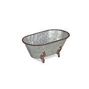 Contemporary Home Living 12" Silver and Brown Bordered Contemporary Style Galvanized Tub Decor