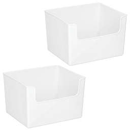 mDesign Kitchen Plastic Storage Organizer Bin with Open Front - 2 Pack - White