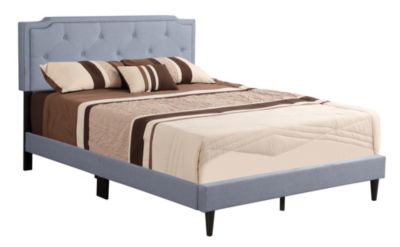 Passion Furniture Wooden Deb Blue Adjustable Queen Panel Bed with Slat Support