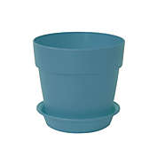 Unique Bargains Plastic Home Garden Gardening Round Design Plant Flower Holder Planter Pot Tray Teal Blue, Modern Stylish Pots with Drainage Holes and Saucers in Garden & Outdoor