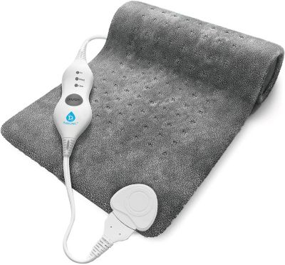 Pursonic Extra Large Electric Heating Pad for Back Pain and Cramps Relief 12x24-2 Hours Auto Shut-Off ,Moist Heat Therapy Option (Grey)