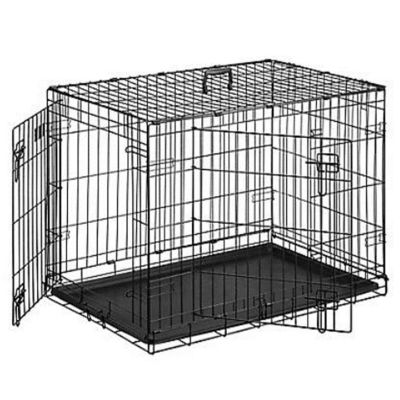 Medium 42" Dog Kennel 2 Door Cage Collapsible Wire Metal Crate 42x28x30" M