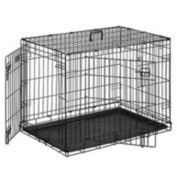 Medium 42" Dog Kennel 2 Door Cage Collapsible Wire Metal Crate 42x28x30" M