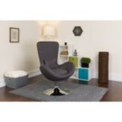 Emma + Oliver Dark Gray Fabric Side Reception Chair with Bowed Seat