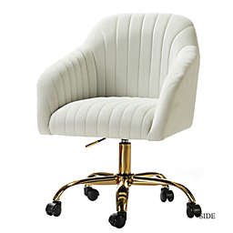 Karat Home Valent Task Chair Home Desk Chair Velvet Office Chair in IVORY
