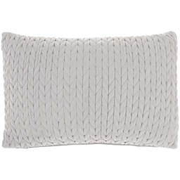HomeRoots Home Decor. Light Gray Chunky Braid Lumbar Pillow.