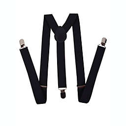 Gravity Threads Men's Adjustable Solid Suspenders Metal Clip in Black