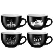 Bruntmor 24 Oz Jumbo Coffee Mug Set Of 4, Cute 24 Ounce Ceramic Mugcup Set In Polka Dot