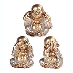 FC Design 3-Piece Gold/Silver Maitreya Buddha Hear-No, See-No, Speak-No Evil 3.5