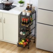Stock Preferred Slim Kitchen Trolley Rack Holder Slide Out Storage Shelf Racks 4 Tiers