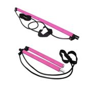 Link Pilates Bar Stick Resistance Band for Portable Gym Home Fitness Exercise - Pink