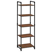 VASAGLE Bathroom Shelves, 5-Tier Storage Rack, Plant Flower Stand, 15.6 x 12.2 x 51 Inches, for Living Room, Balcony, Kitchen, Rustic Brown and Black