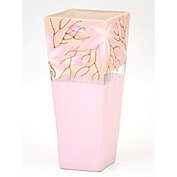 Art Glass Designs 10.5" Pink and Brown Floral Trapezoid Glass Vase