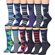 Tipi Toe, Women&#39;s Plus Size 12 Pairs Colorful Patterned Crew Socks