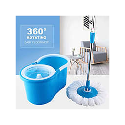 Zimtown Magic Spin Floor Mop with Bucket Set in Blue