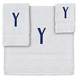 Juvale 3-Piece Letter Y Monogrammed Bath Towels Set, Embroidered Initial Y Wedding Gift (White, Blue)