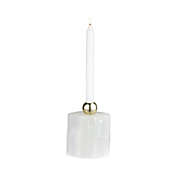 Contemporary Home Living 5.5" White and Gold Bienvenu Decorative Small Jar Candle Holder