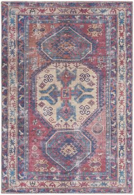 Nicole Curtis Nc Series 1 Washable Rug SR105  - Red/Navy 5'3" x 7'3"