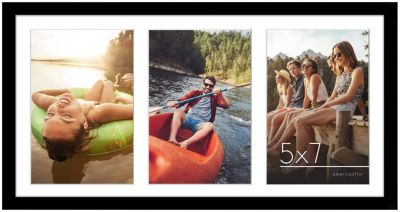 Americanflat 8x16 Collage Picture Frame, Three 5x7 Picture Displays, Black