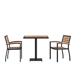 Emma and Oliver 3 Piece Outdoor Patio Dining Table Set with 30