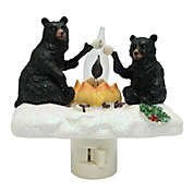 Black Bears Roasting Marshmallows by Campfire Christmas Flicker Night Light