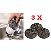 Infinity Merch Pack of 3 Stainless Steel Kitchen Cleaning Sponges Steel Wool