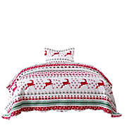 MarCielo 2 Pieces Christmas Quilt Set Twin Size Bedspread Set Throw Blanket Holiday Bedding Set