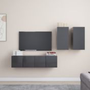 vidaXL 4 Piece TV Cabinet Set Gray Engineered Wood